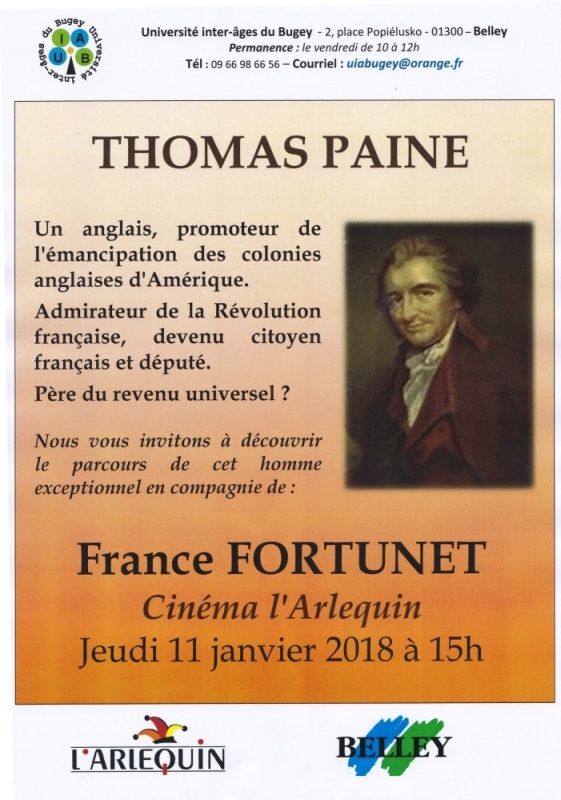 Thomas PAINE : un Anglais citoyen français et député - Université inter-âges du Bugey